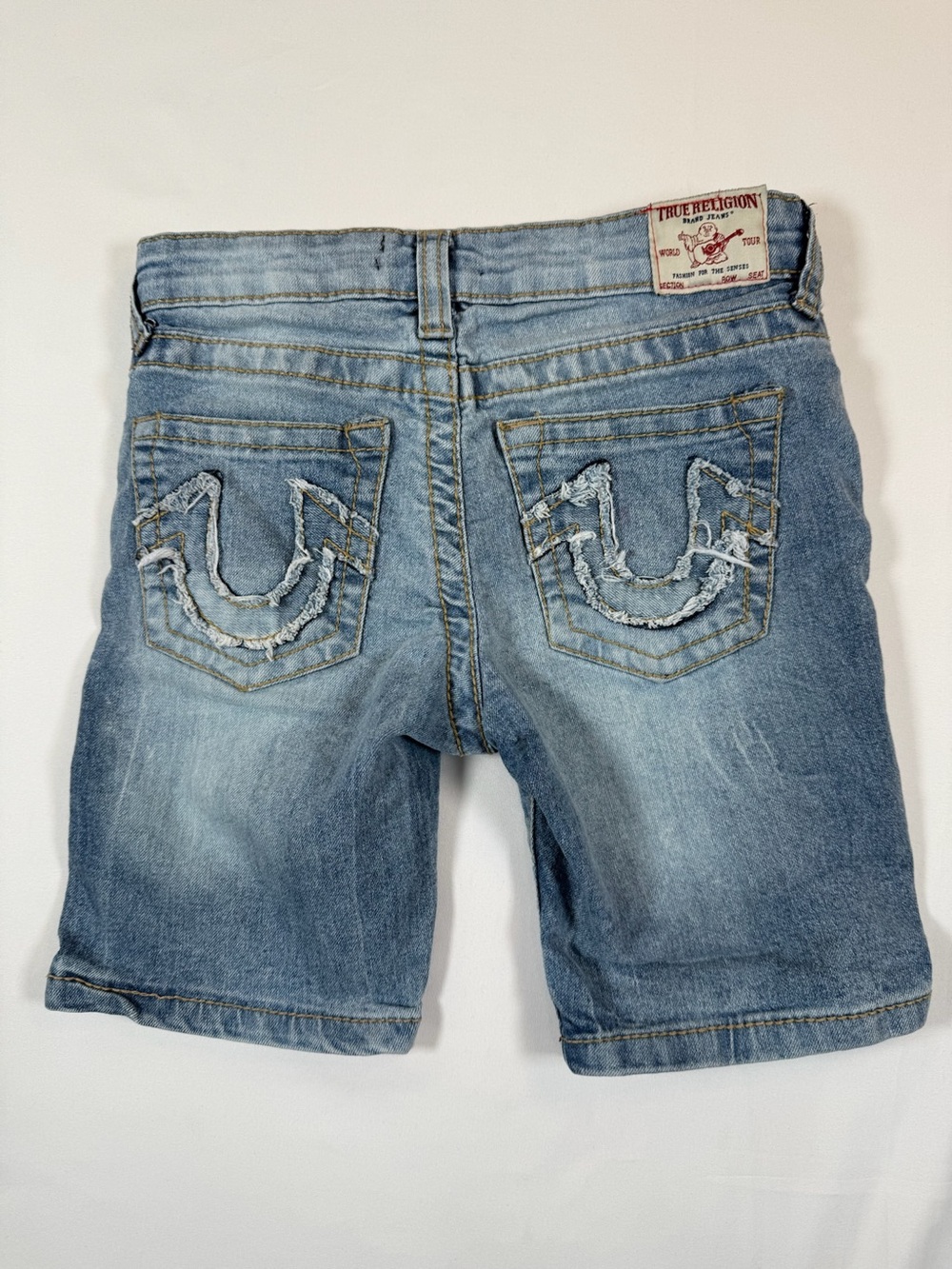 TRUE RELIGION Boys 8 Denim Shorts Geno Relaxed Slim Distressed‎ Light Wash Y2K